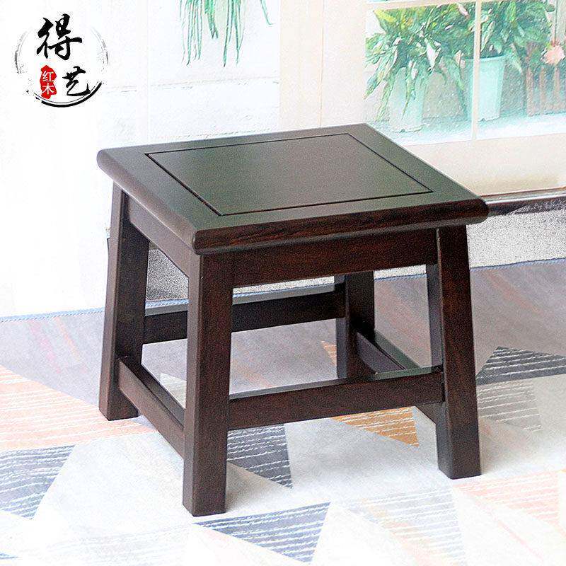 黑檀木凳子红木矮凳中式家用实木小方凳黑色简约古典乌木茶几板凳