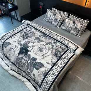 跨套境轻奢高端数码 品 印花纯床棉床四件床上用品被套单FAR床笠款
