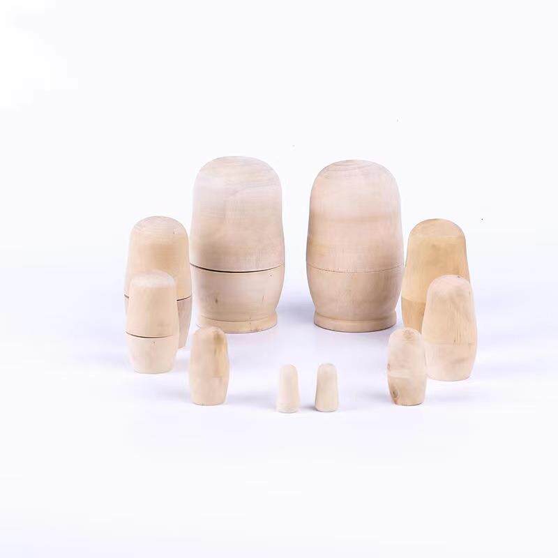 厂家现货木质俄罗斯套娃DIY手绘5层白胚公园地摊玩具