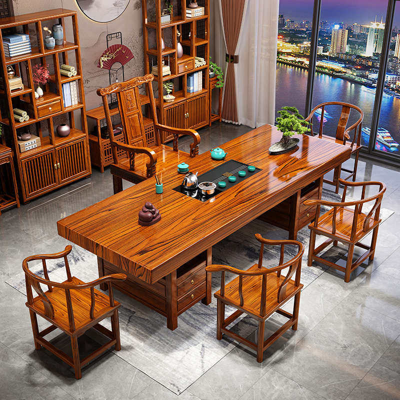 T高端实木原木茶桌椅组合一桌五椅新中式家用茶几办公室泡茶台一,住宅家具,家用茶台/茶桌,淘宝优惠券,粉丝福利购,淘宝优惠卷