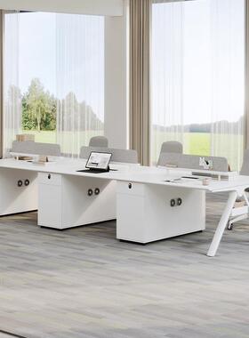 职员办公桌椅合简约现代白色2卡4/6人位组屏风工位员工位C01B电脑