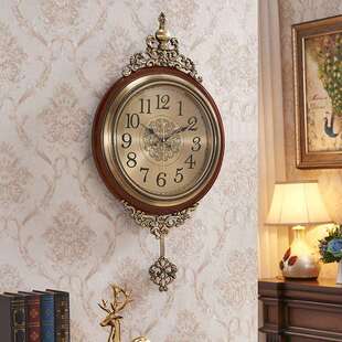 2欧式 金2属时钟大气18003DLJ18011古805 复挂钟客厅实木摇摆钟美式