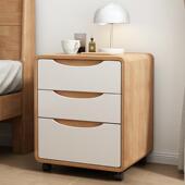 fLE可床头柜现代简约移动实整装 1515纳储物柜带轮子迷你三 木收x