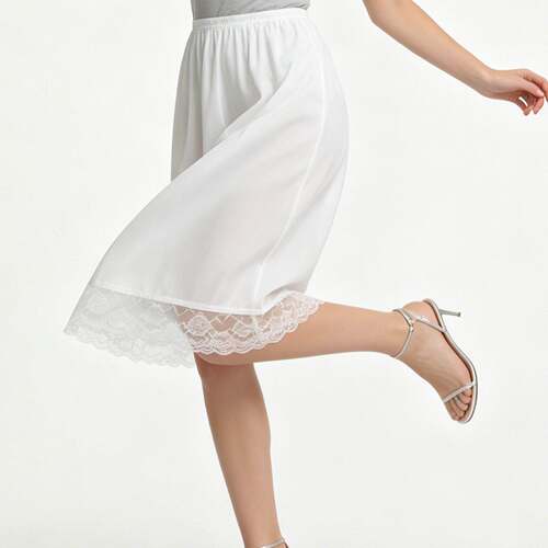 Zeriluna French Lace Anti-See-Through Slip Dress - Elegant,