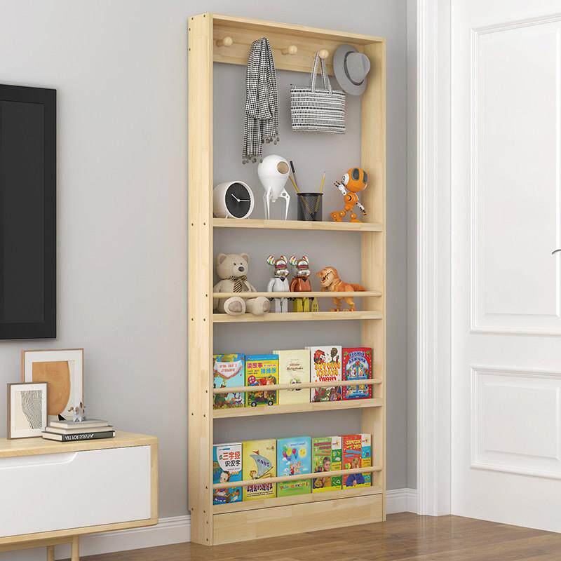 门后置物架书架收纳柜多层架墙上家用超薄绘本架实木儿童落地书架