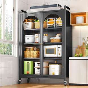 加深厨房置物架落地多层收纳柜子橱微波炉烤箱置物柜多功能储物柜