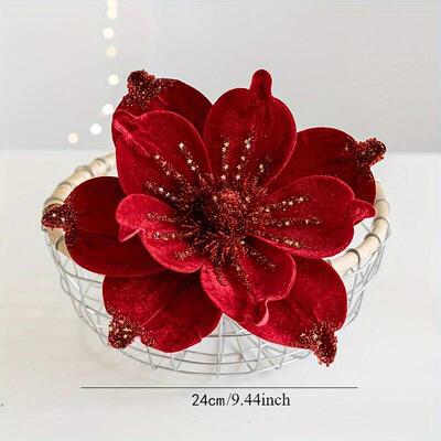 Christmas e Poinsettia Flower Cream White Velvet Magnolia Ar