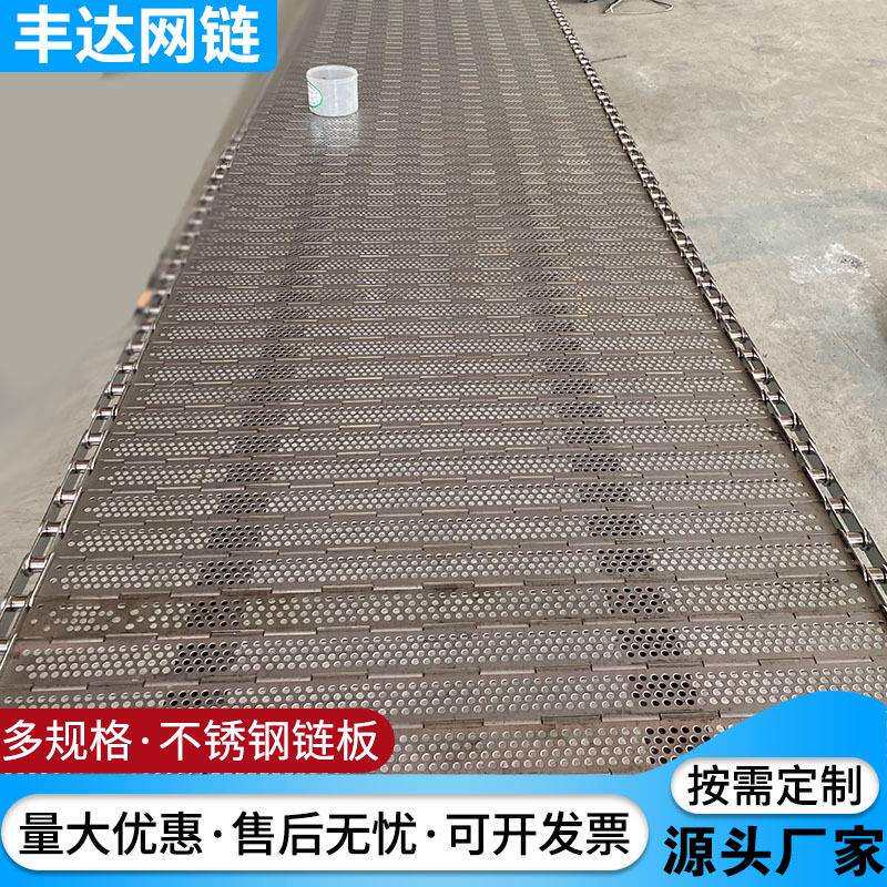 山楂片藕制品烘干用不锈钢冲孔链板宽500mm不锈钢输送链条链板