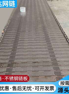 山楂片藕制品烘干用不锈钢冲孔链板宽500mm不锈钢输送链条链板
