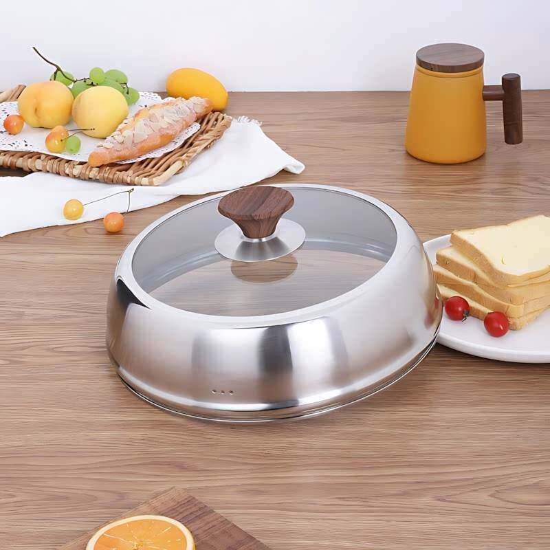 不锈钢锅盖304食品级加高炒锅炒菜盖子2加厚通用家用6CM28cm32可