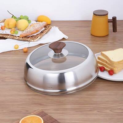 不锈钢锅盖304食品级加高炒锅炒菜盖子2加厚通用家用6CM28cm32可
