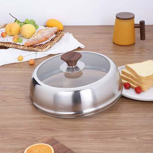 不锈钢锅盖304食品级加高炒锅炒菜盖子2加厚通用家用6CM28cm32可