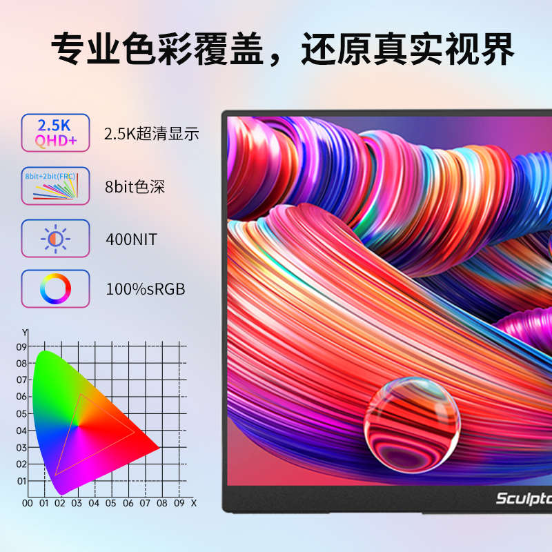 .雕塑家寸副显示器ps55k16屏2屏笔记本电脑switch扩展便携分手机