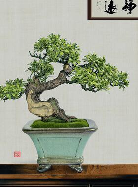 中式彷真假树梅花崖柏红枫园艺花卉盆景装饰景观树客厅家居假绿植