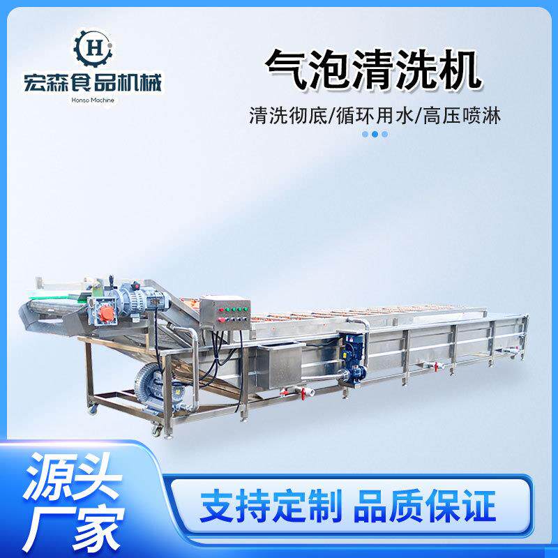 商用蛤蜊蚬子清洗机油菜菠菜连续式洗菜机火龙果气泡喷淋流水线