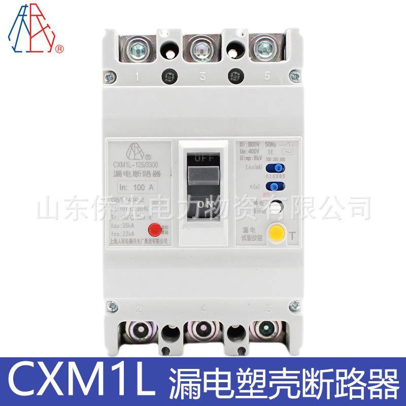 上海人民电器开关CXM1L-125 250/4300 100A160A250A漏电断路器
