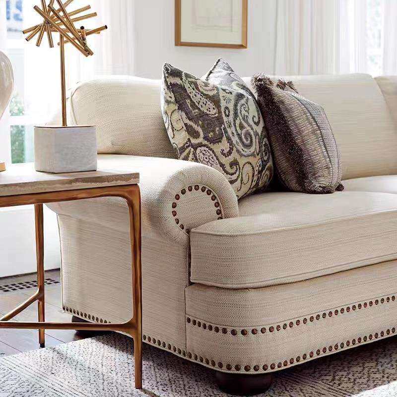 美式乡村古做旧布艺厅三人位沙发代简现约小745户型客家复用组合