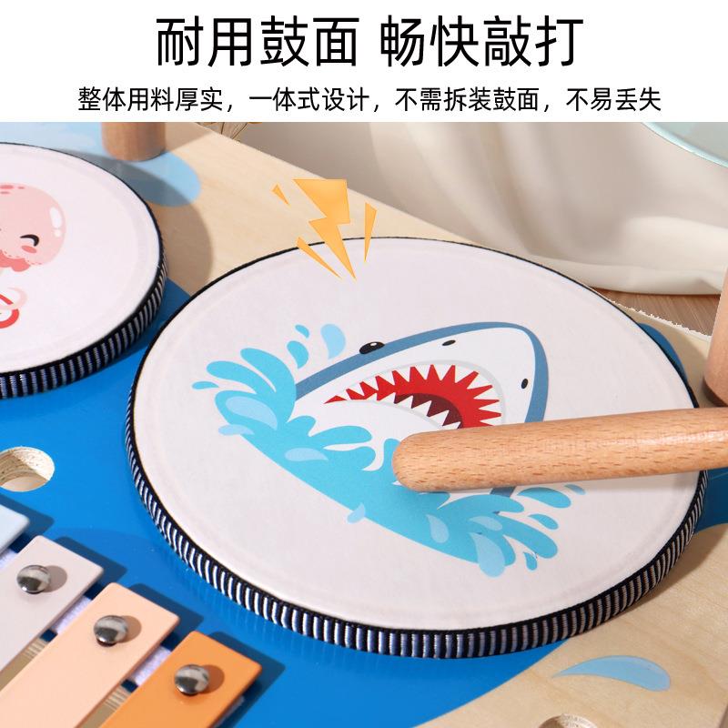 蒙氏早教儿童木质多功能风铃敲击音乐台手敲琴打击乐器架子鼓玩具