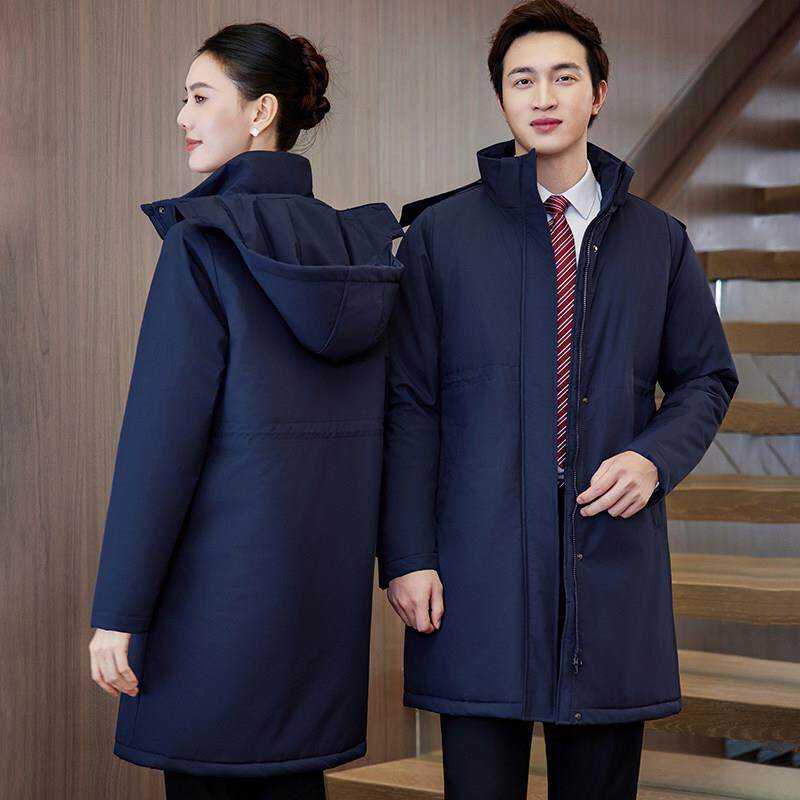 男女同款中长款职业正装棉服行政银行公务员商务棉衣冬季工装棉袄