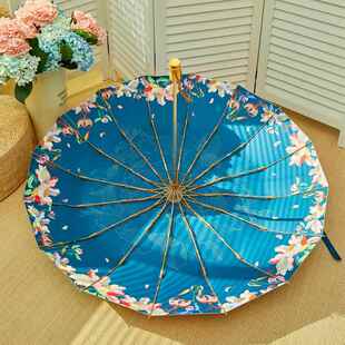 新款超阳大号16骨手动雨伞伞女高颜值抗晴雨两用折叠遮遮阳防晒UV