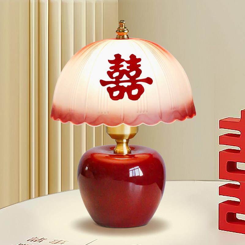 陪嫁长明灯结婚一对婚房新婚庆红色台灯卧室床头灯送新娘礼物喜灯