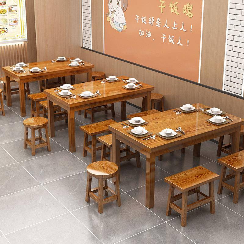 面馆桌椅饭店小吃店餐椅桌餐桌组合实餐馆食堂桌木子餐厅碳烧RUY
