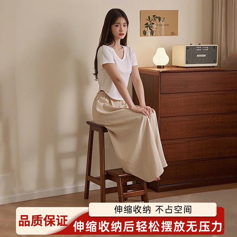 家用梯凳多功能可抽拉稳步登高楼梯凳子置物架加厚两用实木小梯子