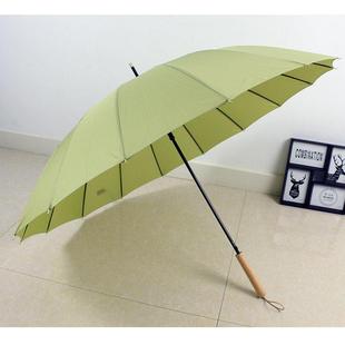 高档纯色木质长柄雨伞16色骨晴侣男女白约学生日系欧风简直杆长北