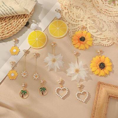 uit Flower Non Pierced Clip On Earrings for Women Kids Party