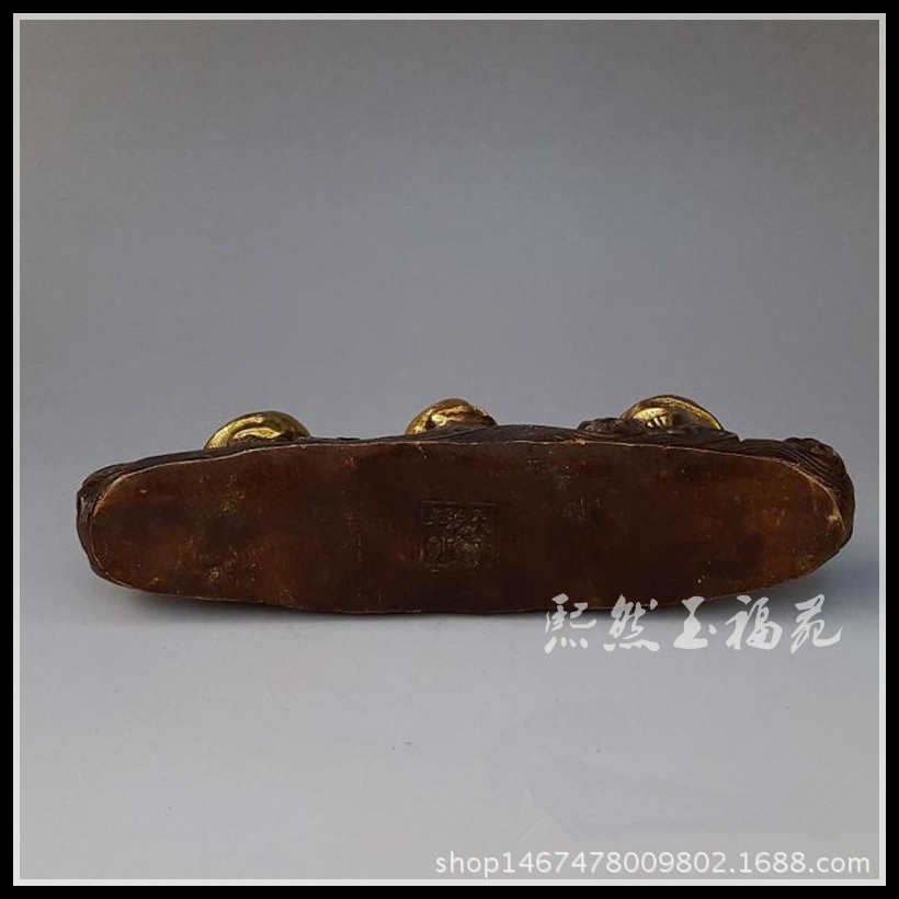 仿古纯铜鎏金貔貅笔架摆件文房用品收藏古玩铜器装饰工艺礼品