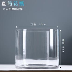 高档水培植物玻璃透直筒圆瓶明柱花简约黄金葛富贵竹落地水瓶培干