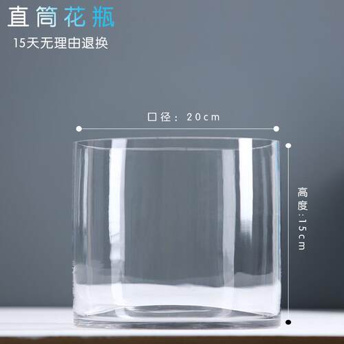 新款水培植物玻璃花瓶透明筒柱花瓶简约绿萝富圆贵竹直落地水养干