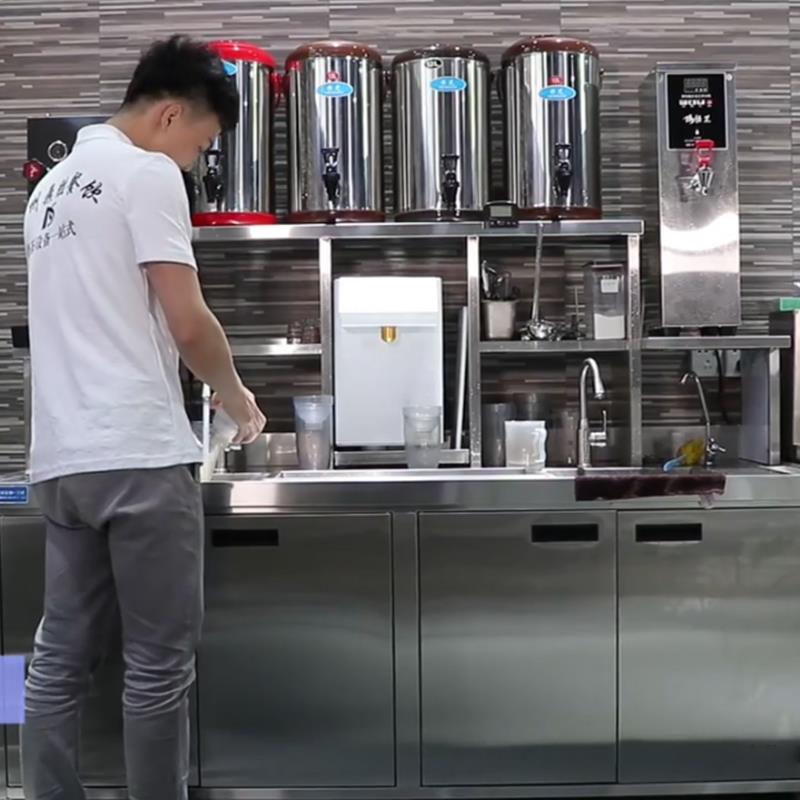奶茶店全套设备水吧台商用奶茶操作台冷藏冷冻双温冰箱水吧工作台