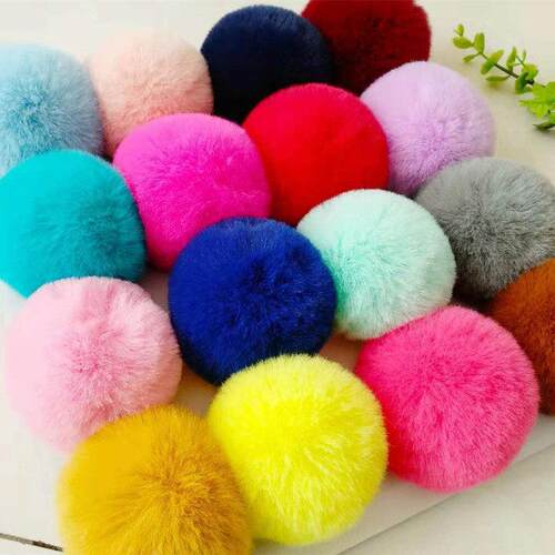 Real Fur Ball 6cm Pompom Keychain Car Pompon Rabbit Fur Ball