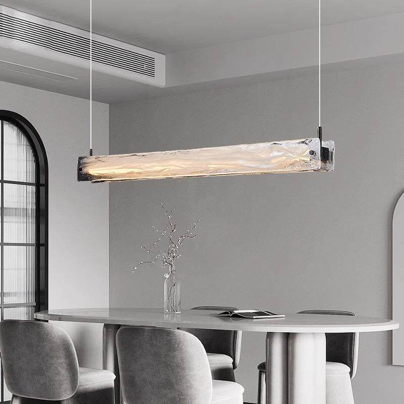 后现代轻奢餐厅吊灯设计师意式创意云雾玻璃饭厅吧台岛台长条吊灯