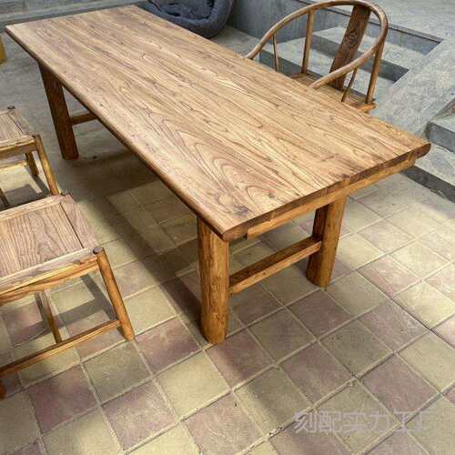 老榆木茶桌原木桌子老木板实木桌面复古吧台桌家用餐桌茶台大板桌