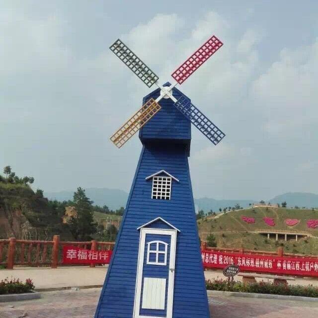 工厂直售户外风车露天大风车旋转电动木制景观防腐木室外