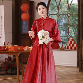 新中式敬酒服新娘结婚旗袍，回门冬季显瘦气质大码200斤肥mm晚礼服