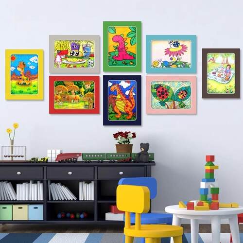 幼儿园作品框4K8开卡纸内圆角画框儿童裱框手工绘画相框墙免打孔