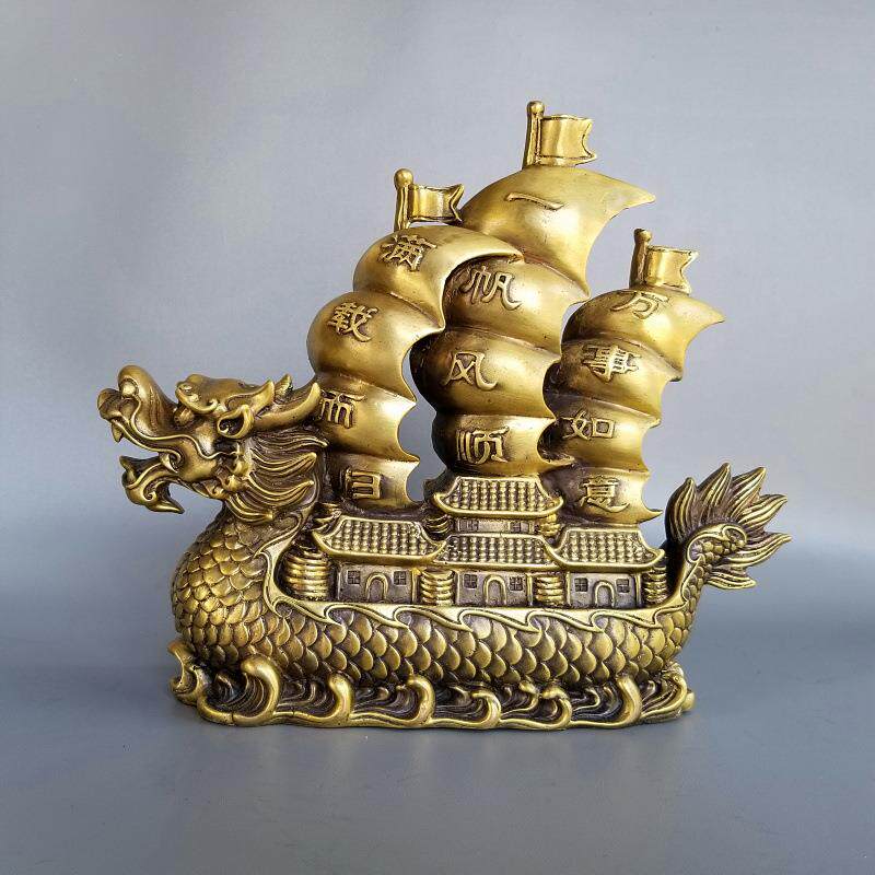 铜龙船一帆风顺帆船摆件大号满载而归创意家居客厅办公室工艺品