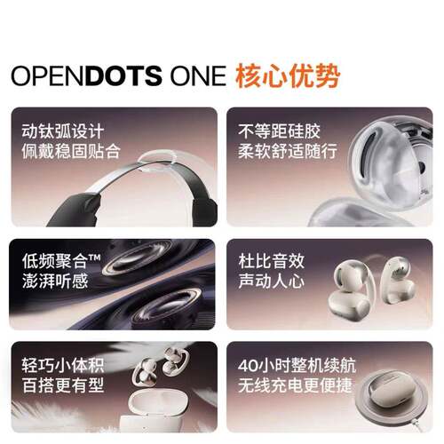韶音OpenDotsONE耳夹耳机动钛圈开放式蓝牙耳机不入耳舒适E310