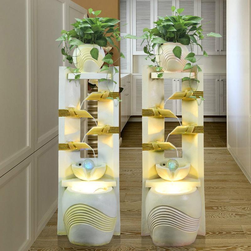 客厅欧式流水喷泉家居加湿器装饰假山风水轮招财鱼缸景观落地摆件