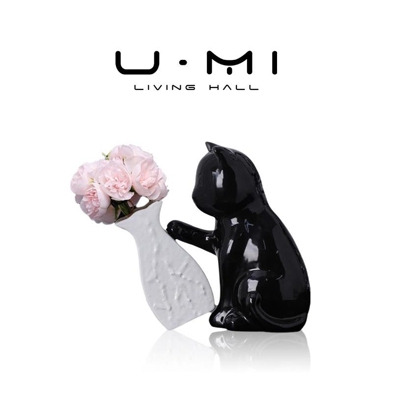 U Mi LIVING · 可遇 | 陶瓷花瓶ins可爱小猫花瓶插花摆件装饰品