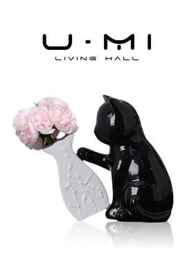 U Mi LIVING · 可遇 | 陶瓷花瓶ins可爱小猫花瓶插花摆件装饰品