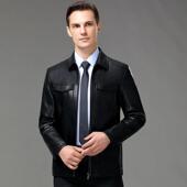 秋海冬夹衣男士 F皮克男皮 宁翻领加绒加厚绵羊皮中年皮衣外套866