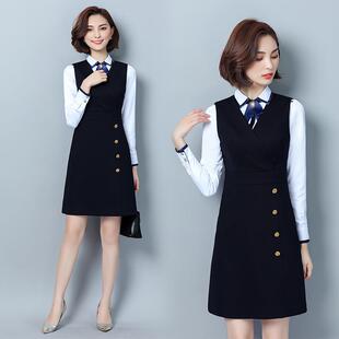 新款 春季 制服气质OL白领工作服正装 马甲连衣裙衬衫 职业装 套装 工装