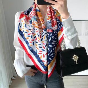 Lady Headscarf Scarf Silk Felt Printed Design Shawl