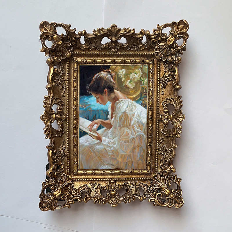 欧式挂墙相框组合树脂相框摆台复古长方形挂墙装饰画框架镂空摆台
