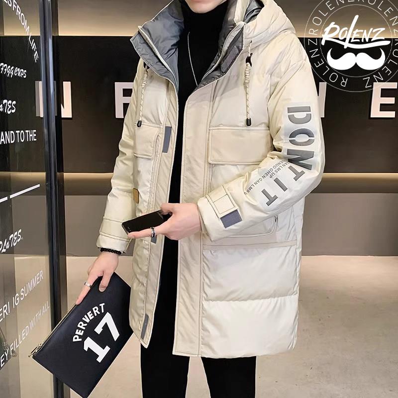 ROLENZ高端品牌羽绒服男冬季潮牌中长款连帽保暖加厚冬装休闲外套
