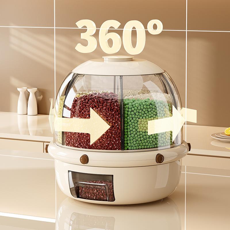 家用厨房分格米桶粮米罐转旋五谷杂收纳盒米封盒防虫防潮密储XLS